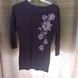 Non Women's Purple and Burgundy T-shirt